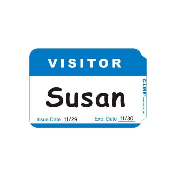 C-Line Products Pressure Sensitive Badges, Visitor, Blue, 3-1/2in x 2-1/4in, 100/BX Set of 10 BX 92245-CT - main